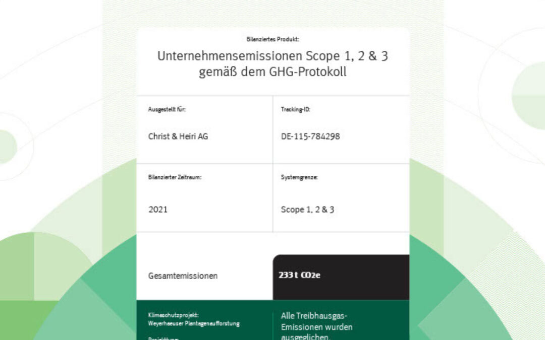 Christ & Heiri AG is climate neutral – Grieshaber Feinmechanik reduces CO2 emissions