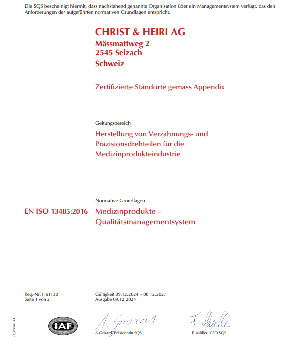 ISO 13485-Zertifizierung für Medizinaltechnik